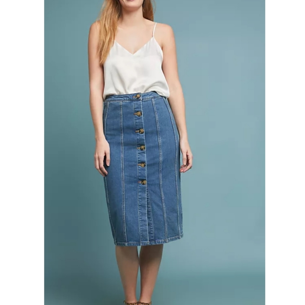 Anthropologie Pilcro Denim Midi Skirt 6